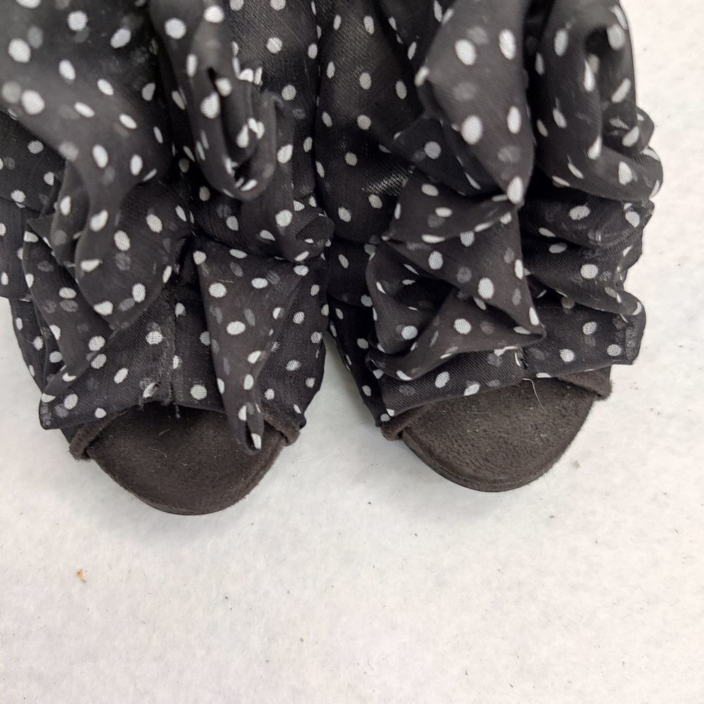 Pinup Rockabilly Polka Dot Ruffle Peep Toe Platform Stiletto Heels Womens Sz 7.5 - Picture 5 of 14